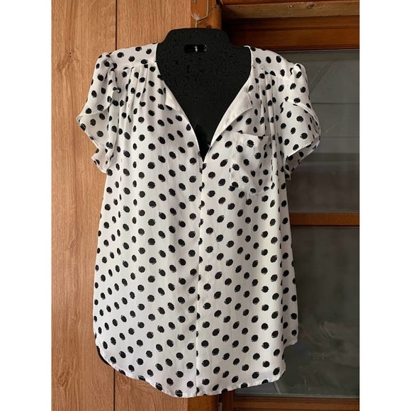 41 Hawthorne polka dot top size small short sleeve - Picture 1 of 12